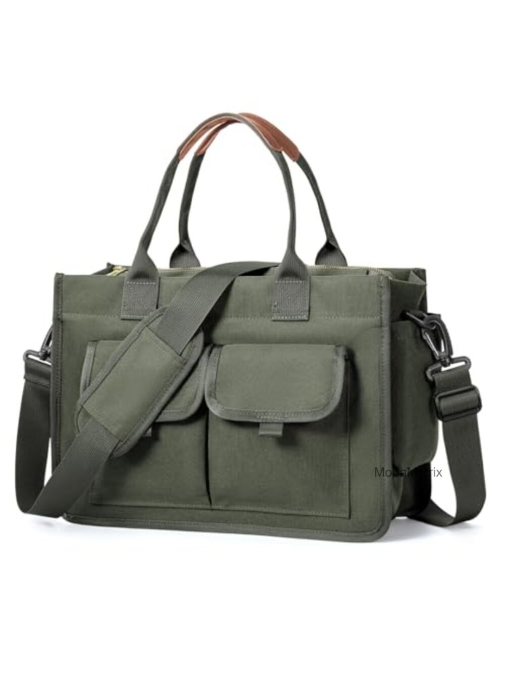 Canvas Tote Bag with Zipper Crossbody Shoulder Bag Laptop Work Handbag